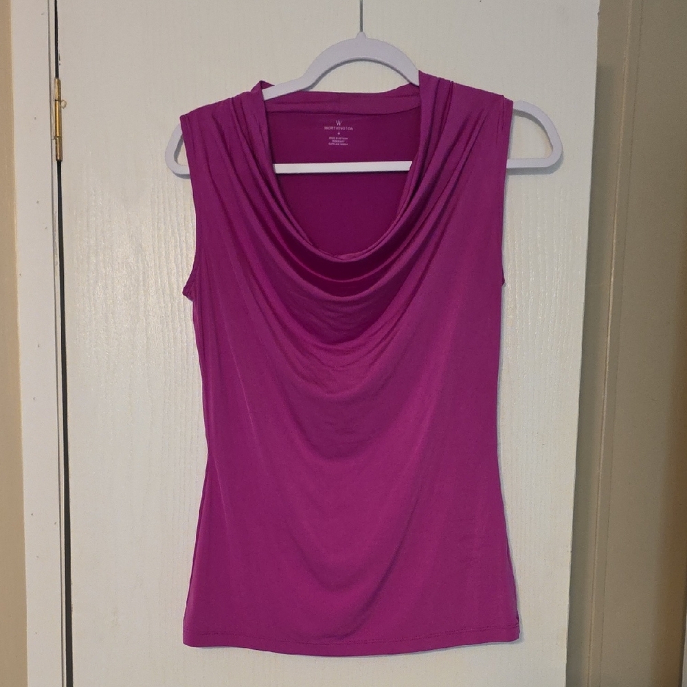 Worthington Fuchsia Drape Neck Blouse